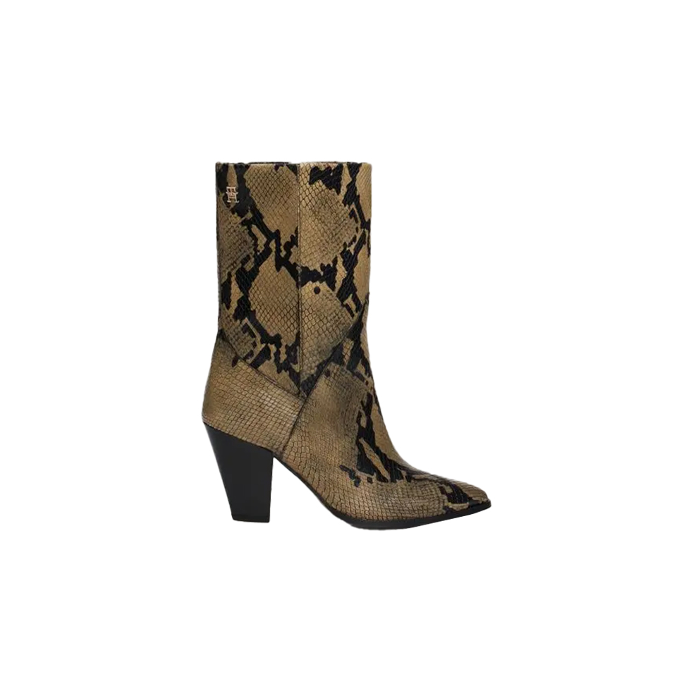 Cuban snake print leather boots